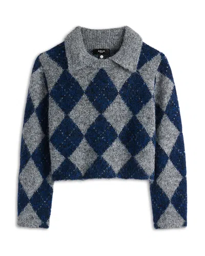 Aqua Girls' Collared Plaid Sweater, Big Kid - Exclusive In Multi