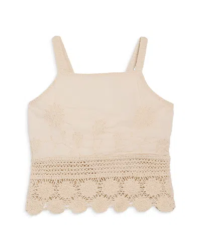 Aqua Girls' Crochet Flower Vest Top, Big Kid - Exclusive In Neutral