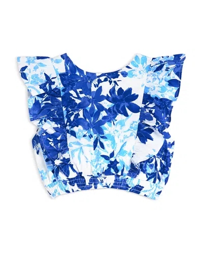 Aqua Girls' Cropped Ruffled Top, Little Kid, Big Kid - Exclusive In Blue