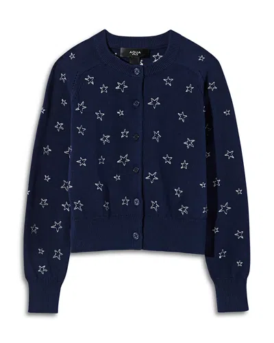 Aqua Girls' Embroidered Cardigan, Big Kid - Exclusive In Blue