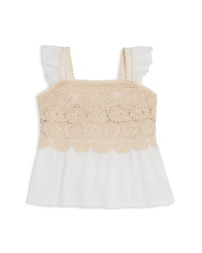 Aqua Girls' Embroidered Top, Little Kid, Big Kid - Exclusive In Brown
