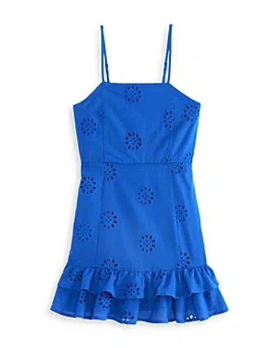 Aqua Girls' Eyelet Mini Drop Waist Dress, Big Kid - 100% Exclusive In Blue