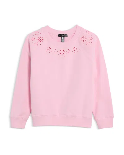 Aqua Girls' Eyelet Raglan Sweatshirt, Little Kid, Big Kid - Exclusive In Pink