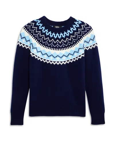 Aqua Girls' Fair Isle Cashmere Crewneck Sweater, Big Kid - Exclusive In Peacoat Combo