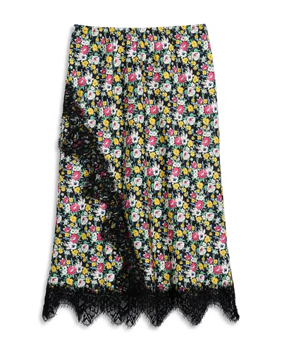 Aqua Girls' Floral Print Lace Skirt, Big Kid - Exclusive In Black Multi
