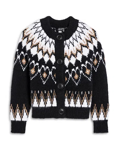 Aqua Girls' Heart Fairisle Cardigan, Little Kid, Big Kid - Exclusive In Black