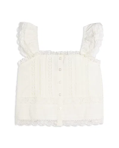 Aqua Girls' Lace Trim Top - Little Kid, Big Kid - Exclusive In White