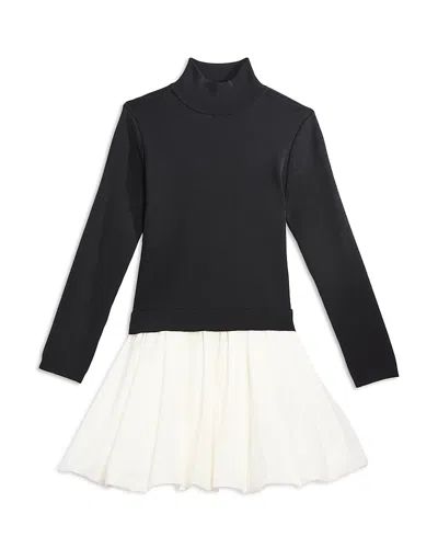 Aqua Girls' Long Sleeved Mock Neck Dress, Little Kid, Big Kid - Exclusive In Multi