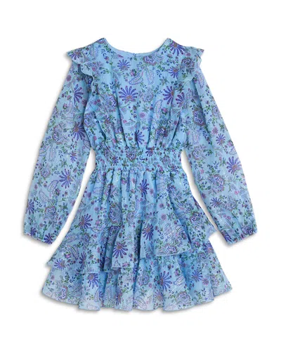 Aqua Girls' Long Sleeved Ruffled Mini Dress, Little Kid, Big Kid - Exclusive In Blue