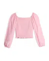 Aqua Girls' Long Sleeved Smocked Top, Big Kid - Exclusive In Pink