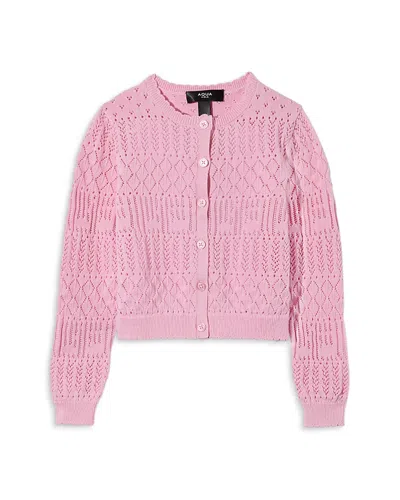 Aqua Girls' Pointelle Cardigan, Big Kid - Exclusive In Pink