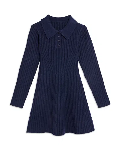Aqua Girls' Poppaea Long Sleeved Sweater Dress, Big Kid - Exclusive In Blue