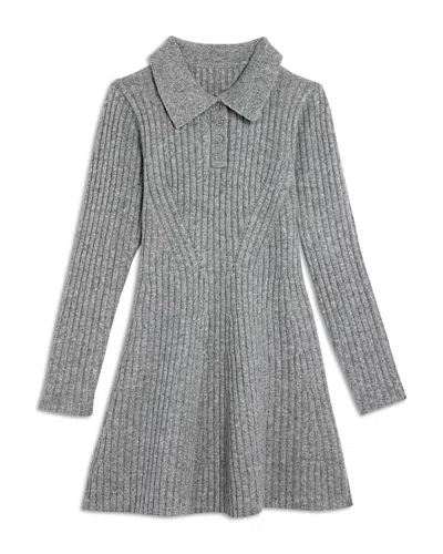 Aqua Girls' Poppaea Long Sleeved Sweater Dress, Big Kid - Exclusive In Gray