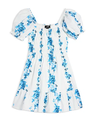 Aqua Girls' Puff Sleeve Fit & Flare Dress, Little Kid, Big Kid - Exclusive In Blue