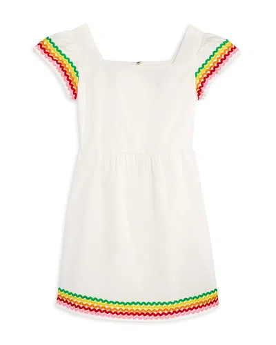 Aqua Girls' Ric Rac Trim Dress, Little Kid, Big Kid - Exclusive In White