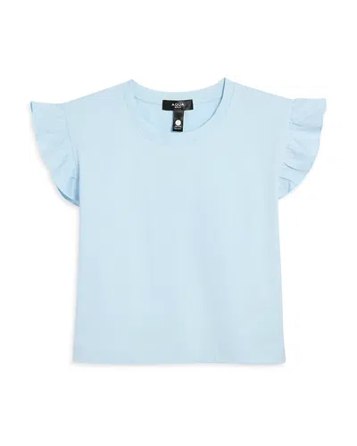 Aqua Girls' Ruffled Sleeve Tee, Little Kid, Big Kid - Exclusive In Blue