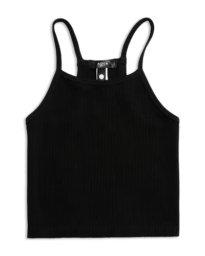 Aqua Girls' Seamless Crop Tank Top, Big Kid - Exclusive In Black