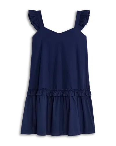 Aqua Girls' Short Sleeved Mini Dress, Little Kid, Big Kid - Exclusive In Blue