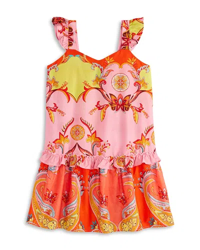 Aqua Girls' Short Sleeved Printed Mini Dress, Little Kid, Big Kid - Exclusive In Multi