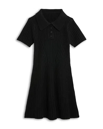 Aqua Girls' Short Sleeved Sweater Dress, Big Kid - Exclusive In Black
