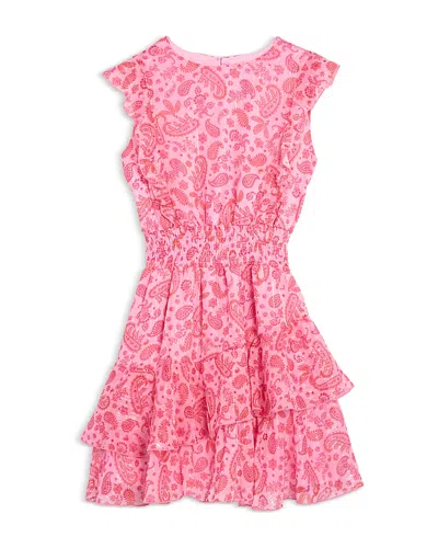 Aqua Girls' Sleeveless Ruffled Mini Dress, Little Kid, Big Kid - Exclusive In Pink