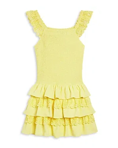 Aqua Girls' Sleeveless Smocked Dress, Little Kid, Big Kid - Exclusive In Yellow