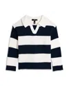 Aqua Girls' Striped Rugby Sweater, Big Kid - Exclusive In White