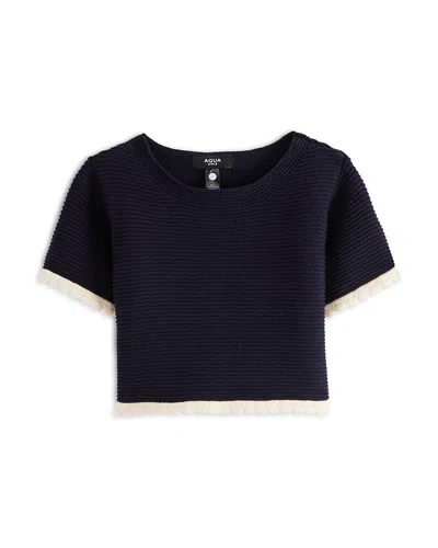 Aqua Girls' Takedown Crochet Top, Little Kid, Big Kid - Exclusive In Navy