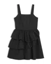 Aqua Girls' Tiered Poplin Mini Dress, Big Kid - Exclusive In Black