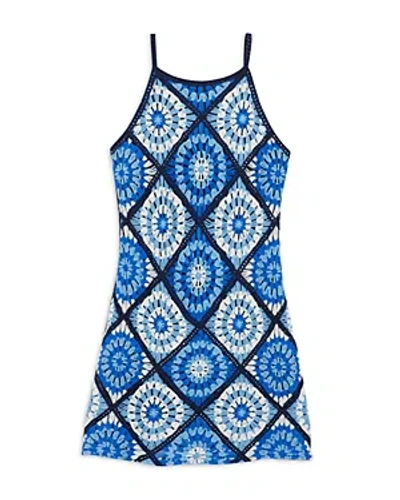 Aqua Girls' Tile Crochet Dress, Big Kid - 100% Exclusive In Blue