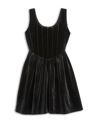 Aqua Girls' Velvet Corset Dress, Big Kid - Exclusive In Black