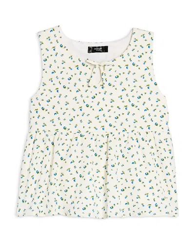 Aqua Girls' Woven Keyhole Top, Big Kid - Exclusive In Neutral