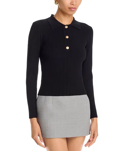 Aqua Gold Button Polo Sweater - Exclusive In Black