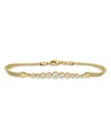 Aqua Graduated Round Cubic Zirconia Beaded Chain Bracelet - Exclusive In Gold