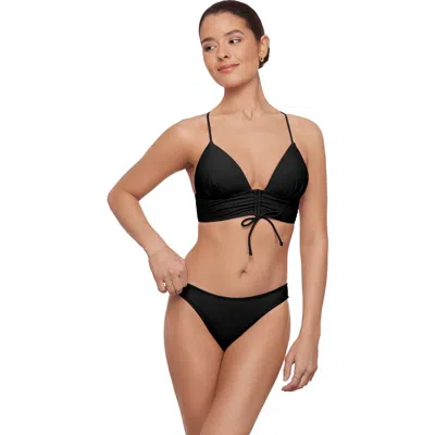 Aqua Green Kids'  Adjustable Tunnel Front Midkini Set In Black