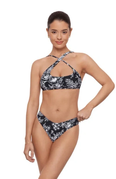 Aqua Green Kids'  Criss Cross Assymetrical Bralette Bikini Set In Burgundy