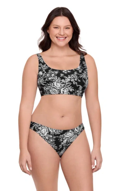 Aqua Green Kids'  Longline Tank Bikini Set In Black