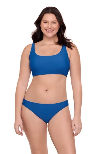 Aqua Green Kids'  Longline Tank Bikini Set In Blue