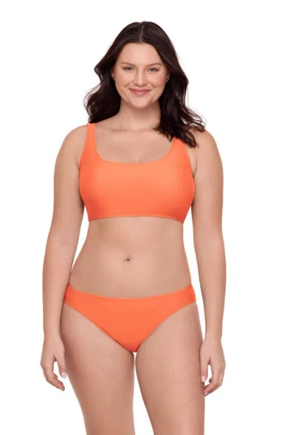 Aqua Green Kids'  Longline Tank Bikini Set In Orange