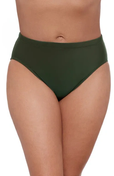 Aqua Green Mid Rise Tummy Control Brief Swimsuit Bottom