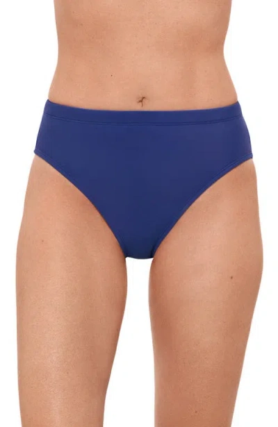 Aqua Green Mid Rise Tummy Control Brief Swimsuit Bottom In Blue