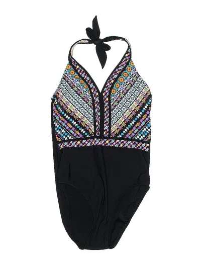 Pre-owned Aqua Green One Piece Swimsuit In Black