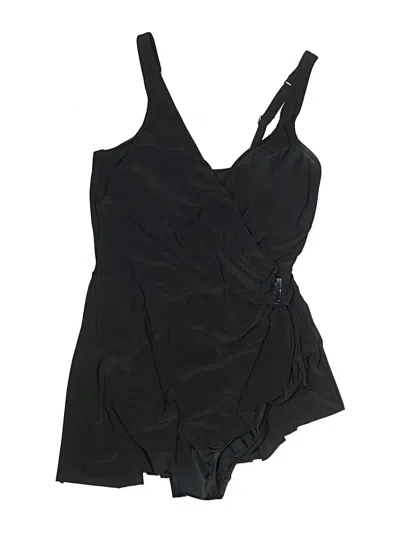 Pre-owned Aqua Green One Piece Swimsuit In Black