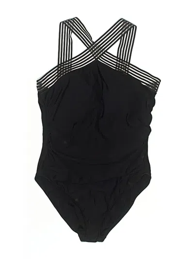 Pre-owned Aqua Green One Piece Swimsuit In Black