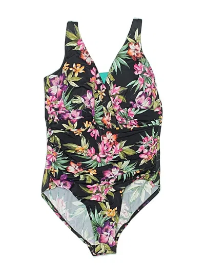Aqua Green One Piece Swimsuit In Black