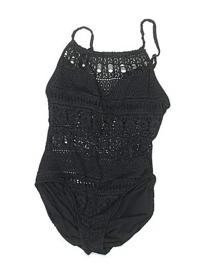 Pre-owned Aqua Green One Piece Swimsuit In Black