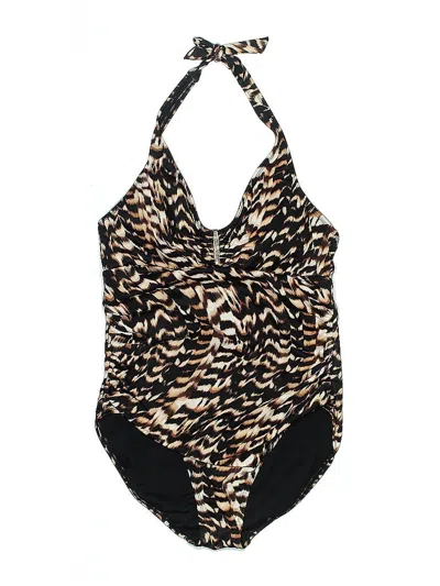 Pre-owned Aqua Green One Piece Swimsuit In Brown