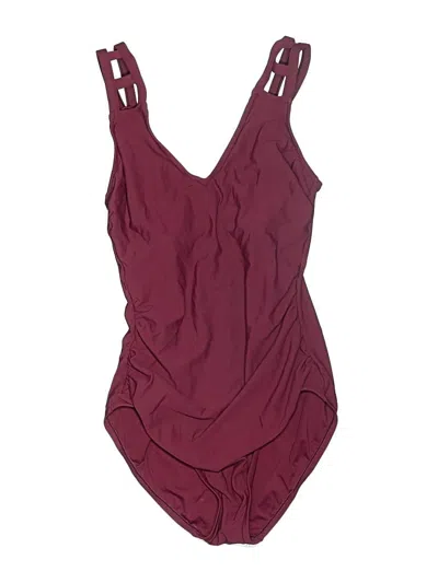 Pre-owned Aqua Green One Piece Swimsuit In Burgundy