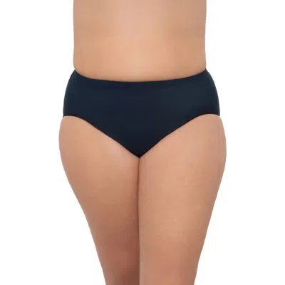 Aqua Green Plus Size Mid Rise Tummy Control Swim Brief In Blue