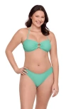 Aqua Green Kids'  Ring Front Bandeau Bikini Set In Blue